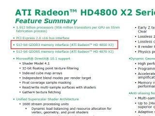 Технические характеристики ATI Radeon HD 4850 X2