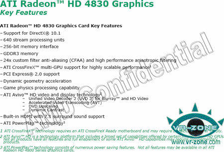Radeon HD 4830 предварительные спецификации