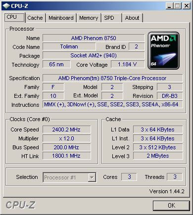 Трехъядерный процессор AMD Phenom 8750