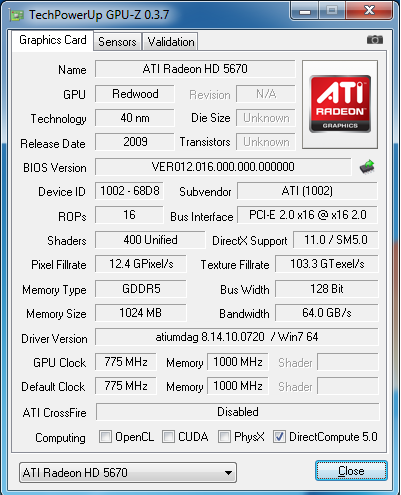 Видеокарта ATI Radeon HD 5670